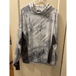 Habit Hoodie Mens L Lightweight Realtree Fishing Pullover Upf Grey Camo
